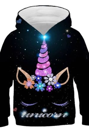 Bluza jednorożec dla dziewczynki czarna
