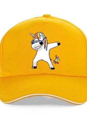 Czapka z daszkiem jednorożec dab żółta