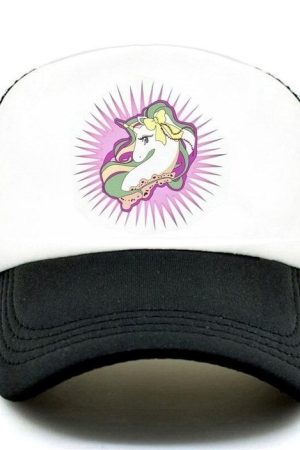 Czapka z daszkiem jednorożec kawaii czarna
