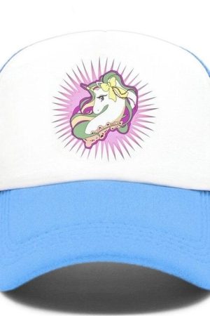Czapka z daszkiem jednorożec kawaii niebieska