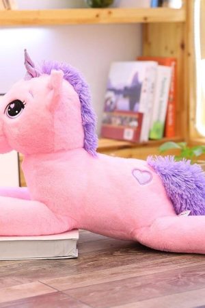 Dekoracja urodzinowa jednorożec pluszowy XXL różowy 80cm