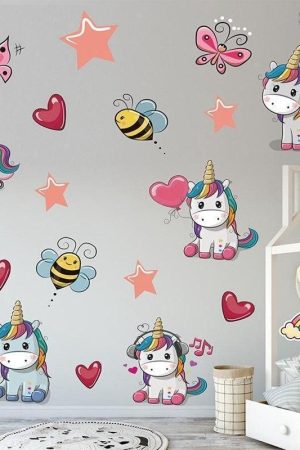 Naklejka na ścianę jednorożec kawaii