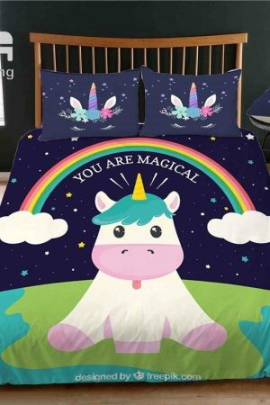 Pościel jednorożec z motywem dziecięcego rysunku