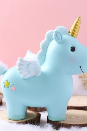 Skarbonka jednorożec kawaii niebieski z żywicy
