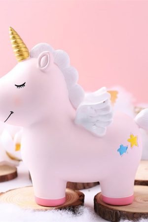 Skarbonka jednorożec kawaii różowy z żywicy