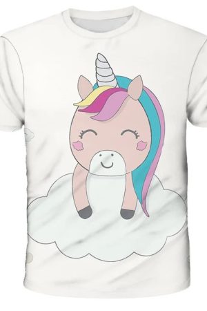T-shirt jednorożec dla dzieci biały