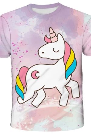 T-shirt jednorożec dla dziewczynki kolorowy