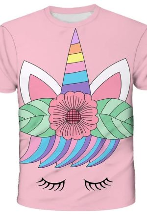 T-shirt jednorożec dla dziewczynki różowy