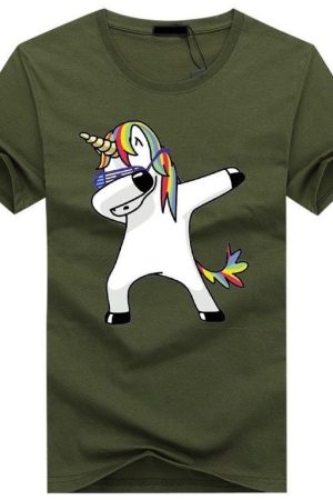 T-shirt jednorożec męski zielony